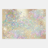 銀金ゴールドグリッターきらめく金属箔女の子 ラッピングペーパーシート (正面2)
