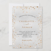 銀金ゴールドグリッターダストメタルエレガントな結婚式 招待状 (正面)