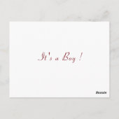 銀金ゴールドグリッター男の赤ちゃんシャワー招待状 ポストカード (裏面)