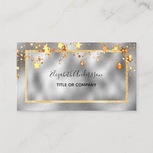 銀金ゴールドスターエレガント美しいサロン 名刺 (正面)
