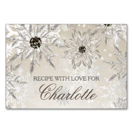 銀金ゴールドスノーフレークブライダルシャワーレシピカード テーブルナンバー