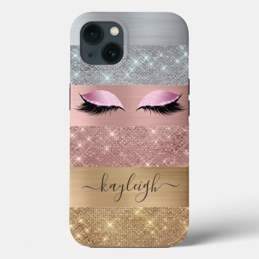 銀金ゴールドバラ金ゴールドグリッター美しいまつ毛 Case-Mate iPhoneケース (裏面)