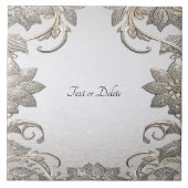 銀金ゴールドフローラセラミックタイル タイル (正面)