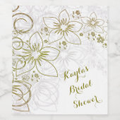 銀金ゴールドフローラブライダルシャワー ワインラベル (シングルラベル)