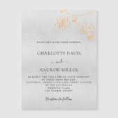 銀金ゴールドフローラ結婚式招待状磁石 (正面)