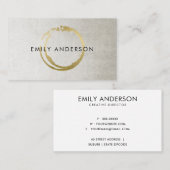 銀金ゴールドブラシストローク汚れ丸印ロゴ 名刺 (正面/裏面)