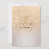 銀金ゴールドモノグラムイニシャルグラデーショングリッター結婚ズ 招待状 (裏面)