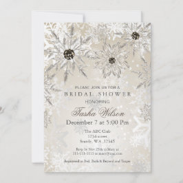 銀金ゴールド冬ブライダルシャワー招待状 招待状