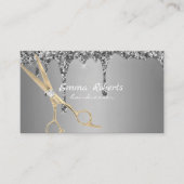 銀金ゴールド理容剤勾配グリッター モダン 名刺 (正面)