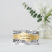 銀金ゴールド瑪瑙マーブルQRコード 名刺 (スタンド正面)