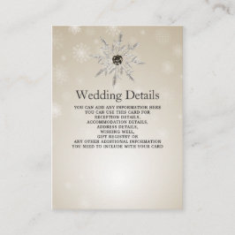 銀金ゴールド雪の結晶の冬ウェディング詳細カード エンクロージャーカード