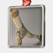 銀金メッキの山が付いているアイボリーのきばの飲む角 メタルオーナメント (左)