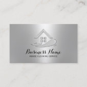 銀金属のハウスモダン清掃用サービス 名刺 (正面)