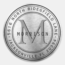 銀金属のモノグラム住所 シール
