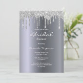 銀金属グリッターがグラムブライダルシャワーを乾燥 招待状 (スタンド正面)