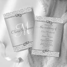 銀金属グリッターモノグラム結婚ズ