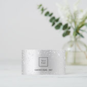 銀金属グリッターロゴエレガントQRコード 名刺 (スタンド正面)