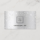 銀金属グリッターロゴエレガントQRコード 名刺 (正面)