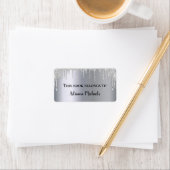 銀金属グリッター乾燥名蔵書票 ラベル (インサイチュ)