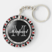 銀金属トランプのポーカーデザイン |モノグラム キーホルダー (裏面)
