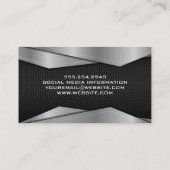銀金属トリム |カーボン背景 名刺 (裏面)