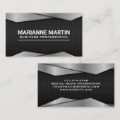 銀金属トリム |カーボン背景 名刺 (正面/裏面)