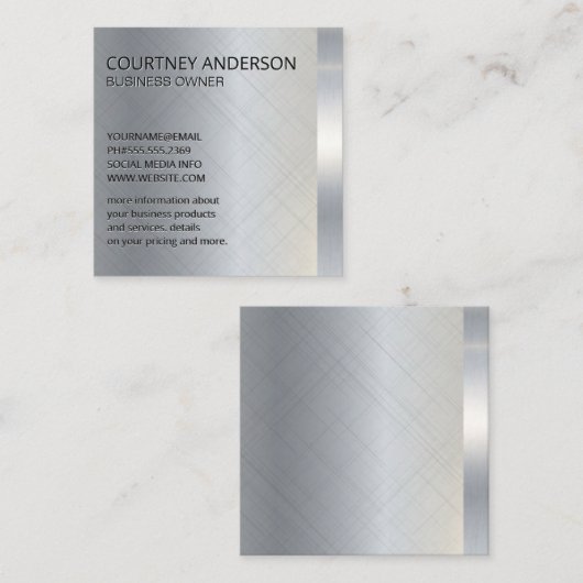 銀金属トリム スクエア名刺 (正面/裏面)