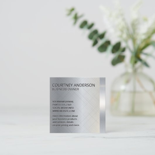 銀金属トリム スクエア名刺 (スタンド正面)