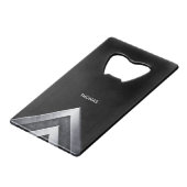 銀金属パターモノグラムのン クレジットカード栓抜き (正面アングル)