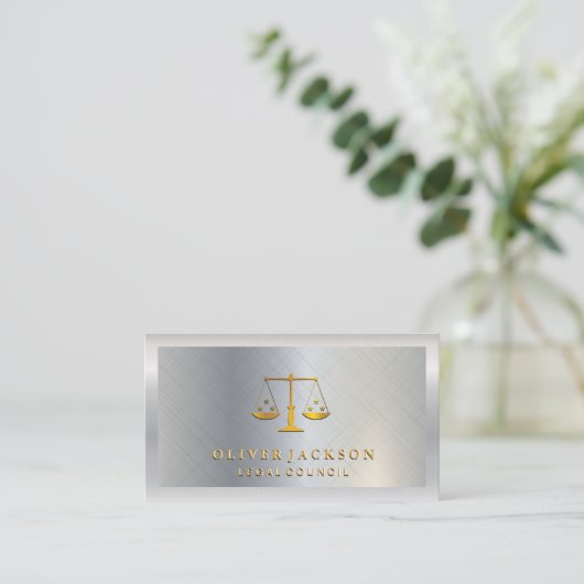 銀金属ブラシ | 銀光沢縁ど 名刺 (スタンド正面)