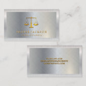 銀金属ブラシ | 銀光沢縁ど 名刺 (正面/裏面)