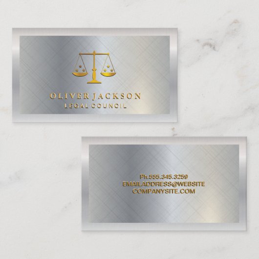 銀金属ブラシ | 銀光沢縁ど 名刺 (正面/裏面)