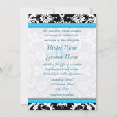 銀金属ヴィンテージダマスクブライトアクアトリム 招待状 (裏面)