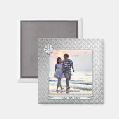 銀金属光パーソナライズされた磁石 マグネット (正面/裏面)