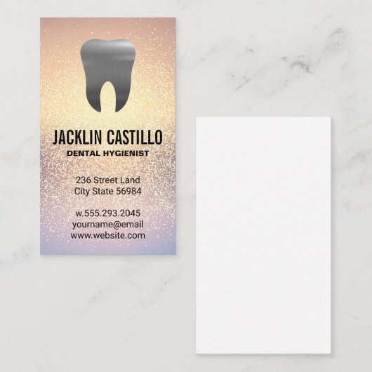 銀金属歯 |歯科 |きらめく 名刺 (正面/裏面)