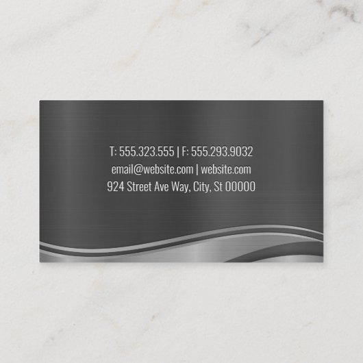 銀金属波背景 名刺 (裏面)