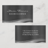 銀金属波背景 名刺 (正面/裏面)