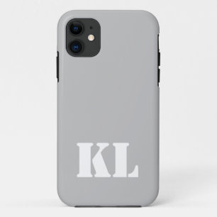 銀金属無地の色 ミニマリスト・モノグラム iPhone 11 ケース