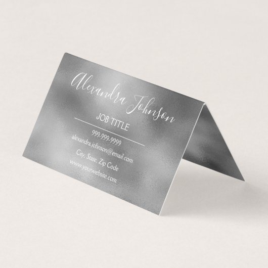 銀金属箔ステンレスモダン鋼 名刺 (裏面)