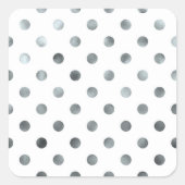 銀金属箔フェイク水玉模様白 スクエアシール (正面)