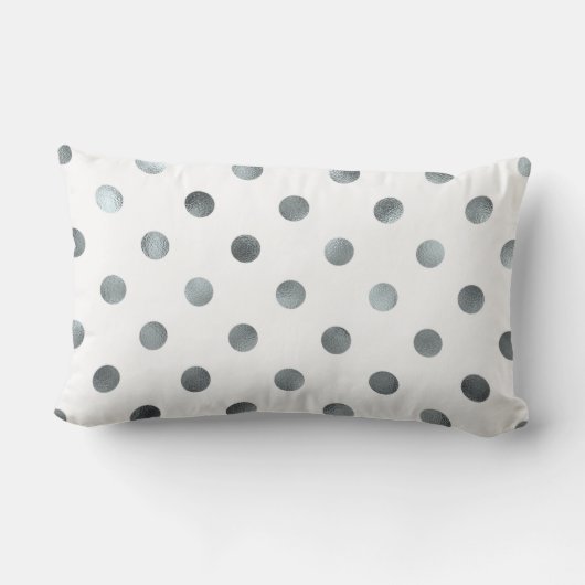 銀金属箔フェイク水玉模様白 ランバークッション (裏面)