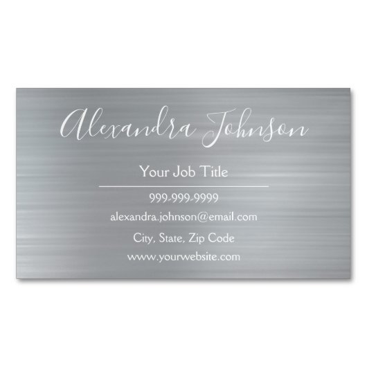 銀金属箔モダンプロフェッショナル マグネット名刺 (正面)