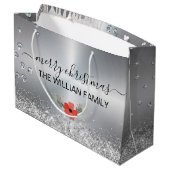 銀金属製メリークリスマス ラージペーパーバッグ (裏面アングル)