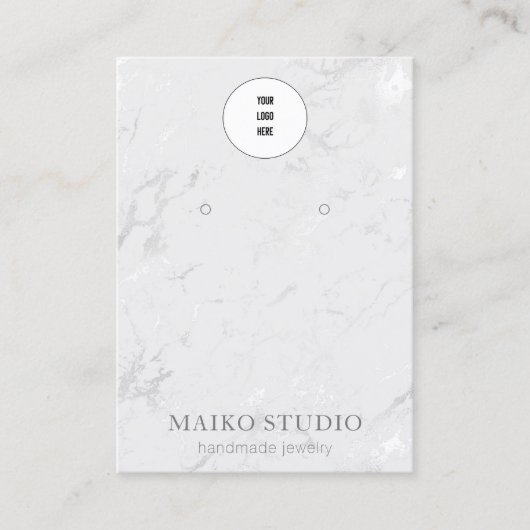 銀鉱モダン脈大理石イヤリングディスプレイカード 名刺 (正面)