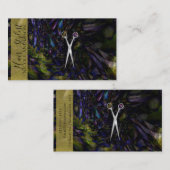 銀鋏抽象芸術カラーガラス美容師 名刺 (正面/裏面)