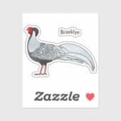 銀雉の鳥の漫画イラストレーション シール (シート)