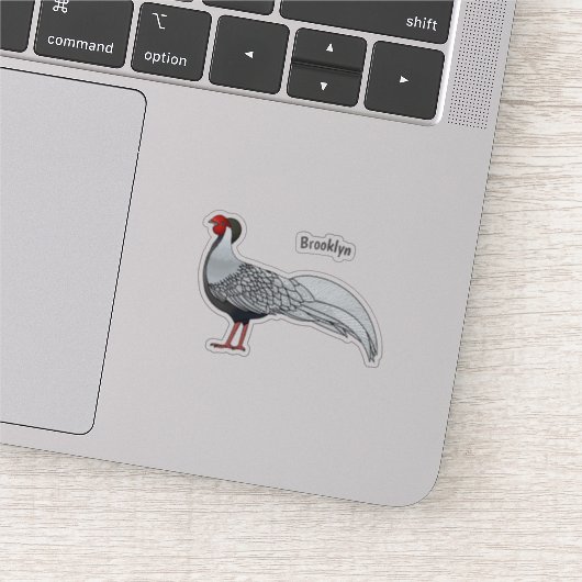 銀雉の鳥の漫画イラストレーション シール (詳細)