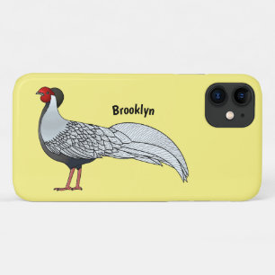 銀雉の鳥の漫画イラストレーション iPhone 11 ケース