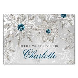 銀雪の冬のブライダルシャワーレシピカード テーブルナンバー
