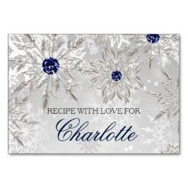 銀雪の冬のブライダルシャワーレシピカード テーブルナンバー